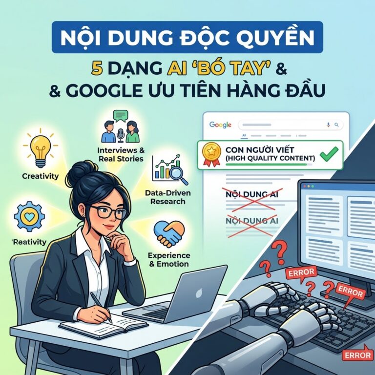 Content Độc Quyền: 5 Dạng Nội Dung AI "Bó Tay" Google Ưu Tiên Hàng Đầu 2026