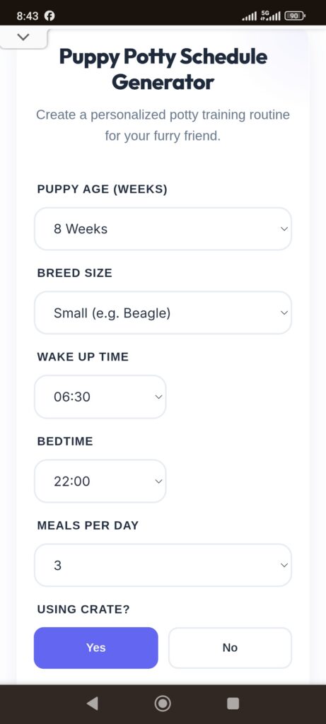 Puppy Potty Schedule Generator