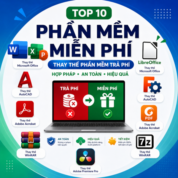 Top 10 Phần Mềm Miễn Phí Thay Thế Phần Mềm Trả Phí Tốt Nhất Năm 2026